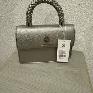 NWT- Christian Lacroix Metallic silver Mini Bag with crossbody strap